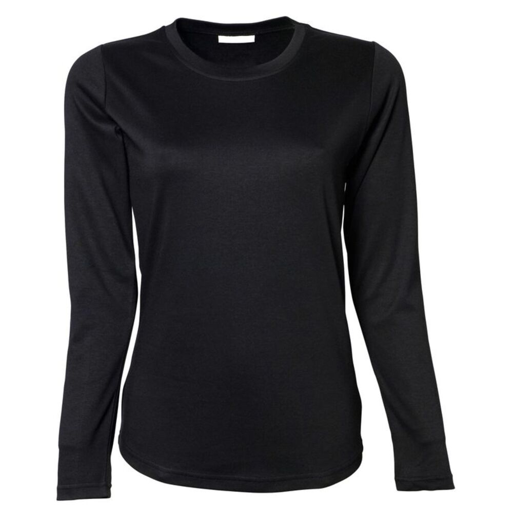 Tee Jays Womens/Ladies Interlock Plain Long Sleeve Top T-Shirt Tee Sizes  / Blac